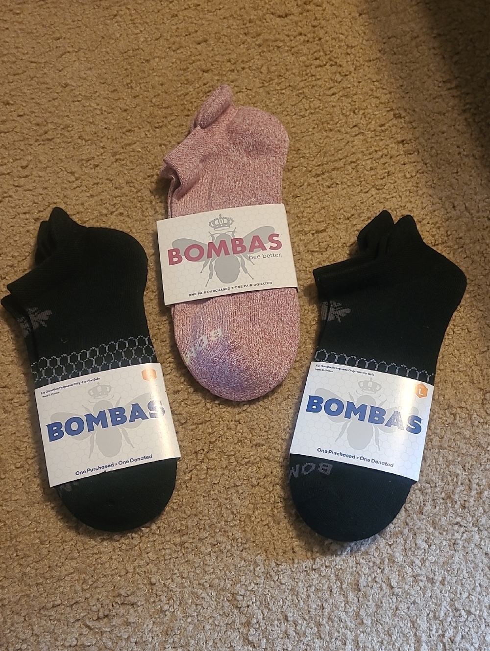 3 Pairs Of Bombas, Lg, NWT